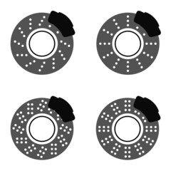 set of disc brake isolated icon on white background, auto service, repair, car detail - 410158875