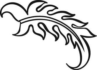 long ornate leaf isolated black vector silhouette