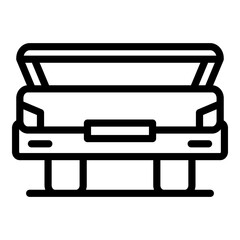 Open vehicle trunk icon. Outline open vehicle trunk vector icon for web design isolated on white background