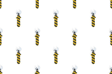 Adjustable wrench seamless pattern. Background made of a metal adjustable wrench with a rubber striped handle. 