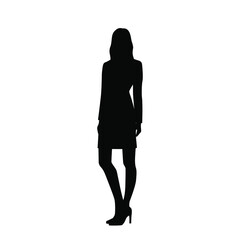 Silhouette of a woman standing,  business people,vector illustration, black color, isolated on white background