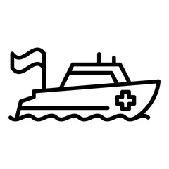 Obraz premium Ocean rescue boat icon. Outline ocean rescue boat vector icon for web design isolated on white background