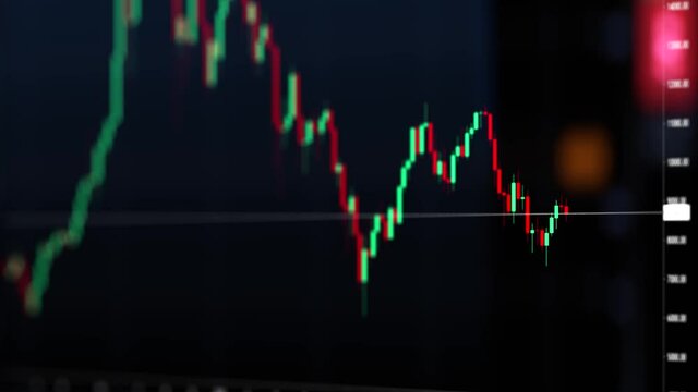 On the stock market, the share price falls. Falling prices of securities. Loss of assets in equities stock. Decreasing trend showing unsuccessful performance and losses failure due to economic crisis