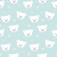 Teddy Bear Seamless Pattern Background, Happy cute bear, Cartoon Panda Bears Vector illustration for kids forest background with dots