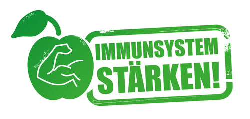 Immunsystem stärken - grüner Stempel mit Text und Symbol