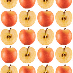 Colorful fruit pattern from fresh apples on a white background. View from above