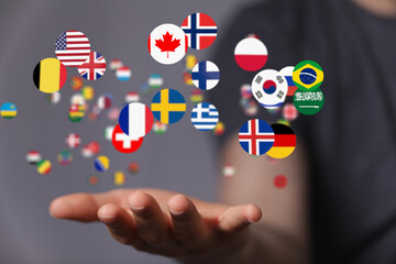 World map with all states and their flags