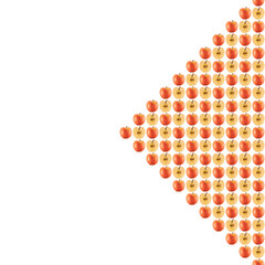 Colorful fruit pattern from fresh apples on a white background. View from above