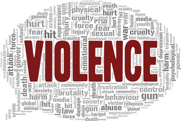 Violence vector illustration word cloud isolated on a white background.