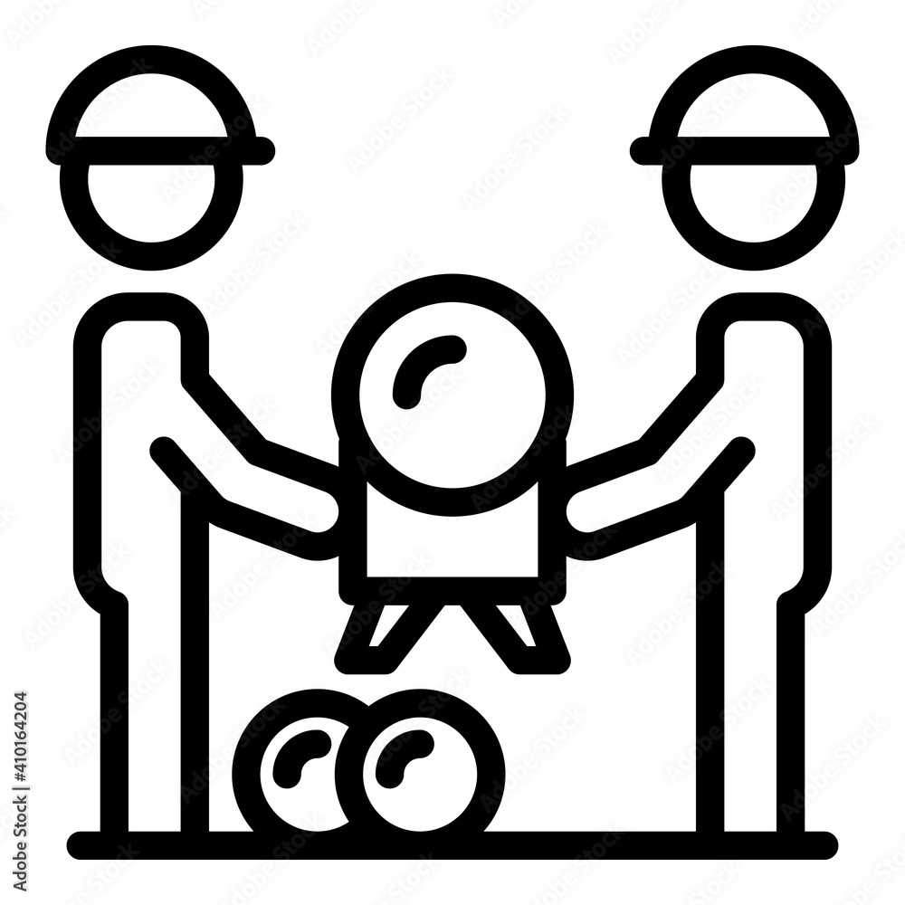 Poster builder working group icon. outline builder working group vector icon for web design isolated on whi