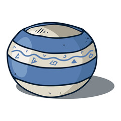 Garden flower pot icon. Vector illustration of a pot for spring flowers. Hand drawn garden pot.