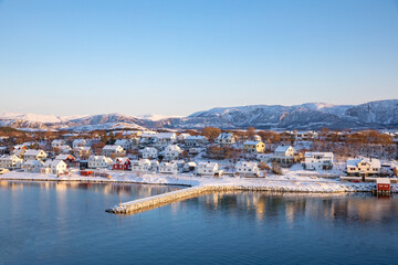 Fototapeta na wymiar Winter picture from the harbor Brønnøysund town in the middle of Norway,Helgeland,Nordland county,Norway,scandinavia,Europe