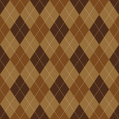 Argyle pattern in brown. Wallpaper autumn classic vector argyll dark graphic for gift wrapping, socks, sweater, jumper, digital paper, other modern traditional fashion fabric or paper print.