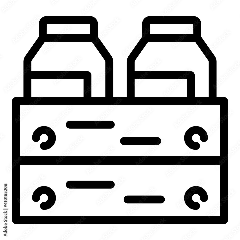 Poster milk bottles box icon. outline milk bottles box vector icon for web design isolated on white backgro