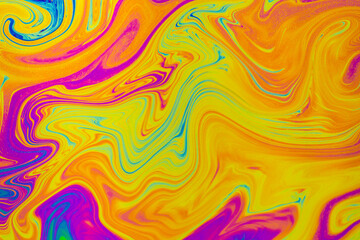 Psychedelic multicolored patterns background. Photo macro shot of soap bubbles.