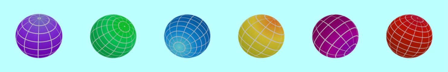 set of globe grid cartoon icon design template with various models. vector illustration isolated on blue background