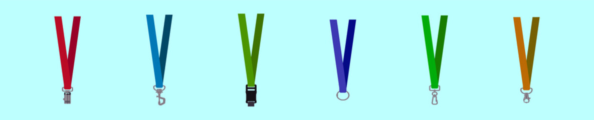 set of lanyard cartoon icon design template with various models. vector illustration isolated on blue background