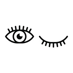 Eye icon. Simple line style for web and app. Human eye anatomy. Open and winking eyes on white background Business concepts eyesight pictogram vector illustration. EPS 10