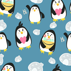 seamless pattern with penguins