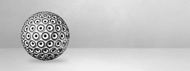 Speakers sphere on a blank studio banner