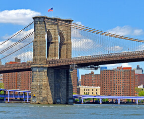 Brooklyn Bridge or East River Bridge. New York City, United States