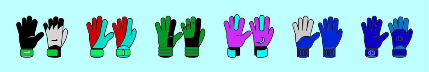 set of goal keeper cartoon icon design template with various models. vector illustration isolated on blue background