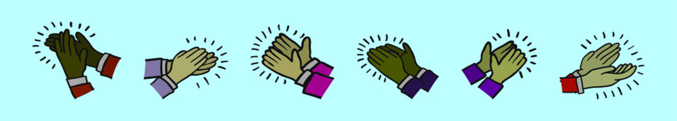 set of hands clapping cartoon icon design template with various models. vector illustration isolated on blue background