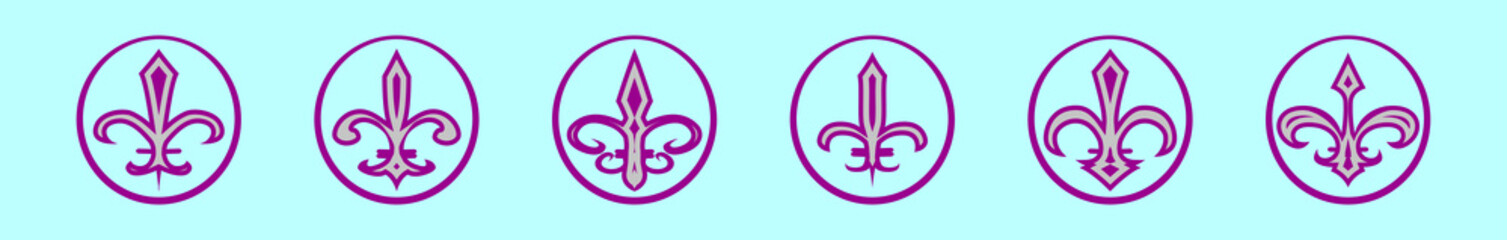 set of fleur de lis cartoon icon design template with various models. vector illustration isolated on blue background © eny