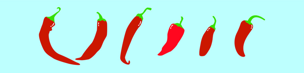 set of hot pepper cartoon icon design template with various models. vector illustration isolated on blue background