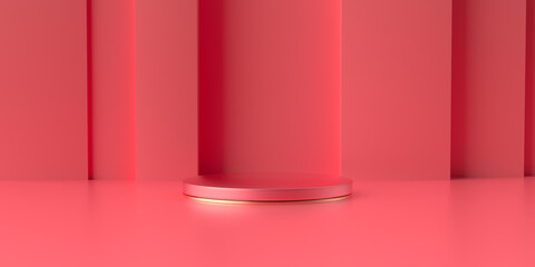 3D rendering of red geometry booth background