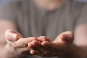 a empty hand from a man isolated