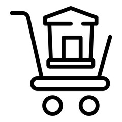 Buy cart house icon. Outline buy cart house vector icon for web design isolated on white background