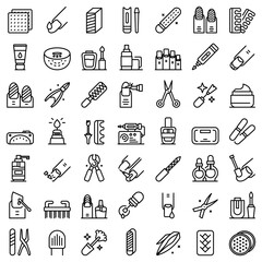 Equipment for manicure icons set. Outline set of equipment for manicure vector icons for web design isolated on white background