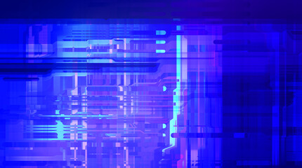 Geometric multicolored intersecting lines. Graphic illustration of digital technology. Abstract background.