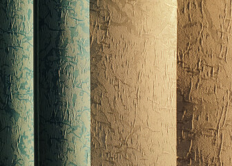 Texture of vertical wide blinds inside window in light of sunset