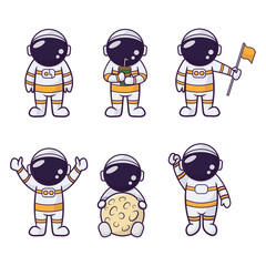 Cute astronauts with various poses