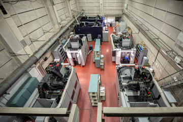 general view of the shop of a metalworking plant with cnc machines