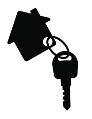 key with label, house shaped label, vector illustration 