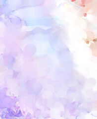 Watercolor abstract painting with pastel colors. Soft color painted illustration of calming composition for poster, wall art, banner, card, book cover or packaging. Modern brush strokes painting.