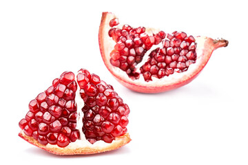 Half cut pomegranate isolated on white background, clipping path