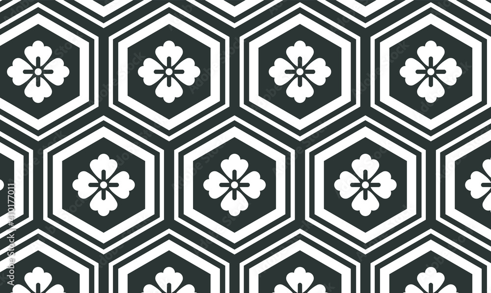 Poster asian kikko seamless pattern as turtle hexagons.