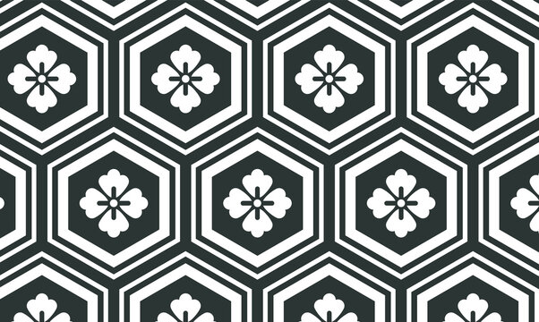 Asian kikko seamless pattern as turtle hexagons.