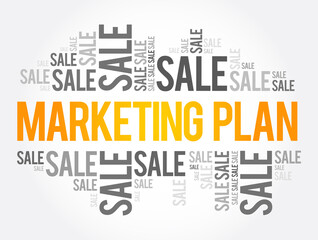 Marketing Plan word cloud collage, business concept background
