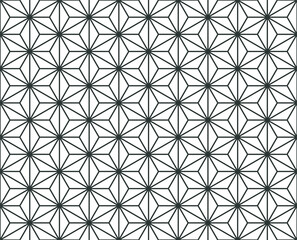 Asian asanoha seamless pattern with hemp leaves.