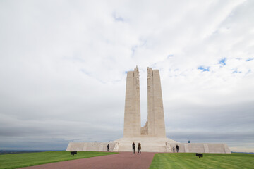 Fototapeta na wymiar The Canadian National Vimy Memorial dedicated to the memory of the Canadian soldiers who fought to defend France at the Battle of Vimy Ridge