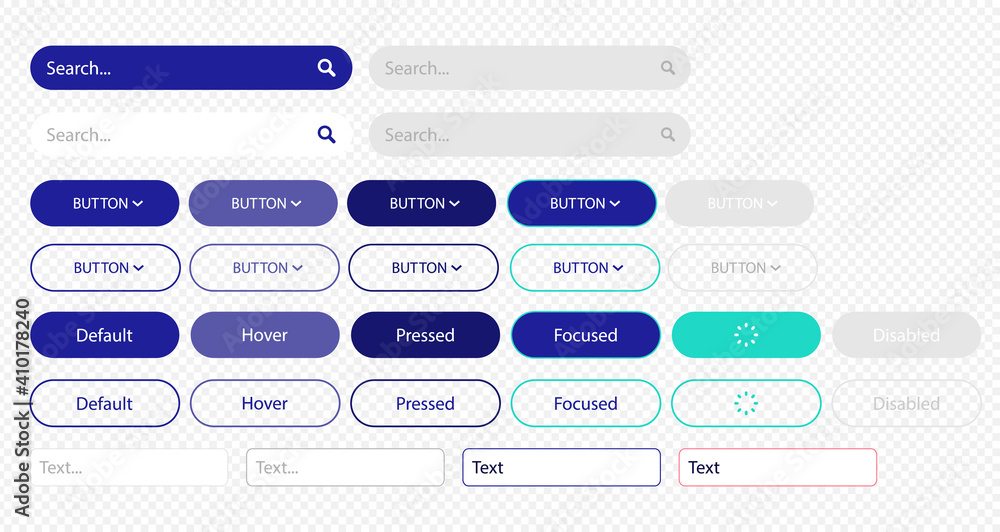 Aufkleber Set of vector UI Kit buttons. User interface icons. Interface design set. For mobile devices, the Internet, social networks and business. Vector illustration EPS 10