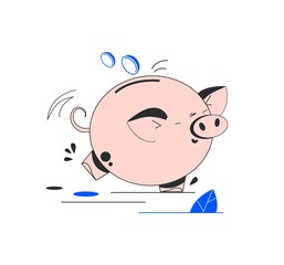Piggy bank with coin. Icon saving or accumulation of money, investment