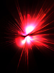 Futuristic lens flare. Light explosion star with glowing particles and lines. Beautiful abstract rays background.