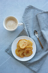 Breakfast with pancakes and coffee