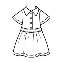 Denim dress shirt outline for coloring on a white background
